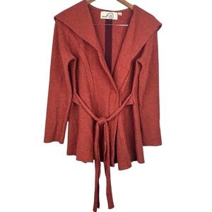 Anthropologie Rosie Neira Rust Coloured Boiled Wool Hooded Wrap Jacket S